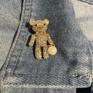 Broche beertje parel