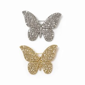 Broche gouden en zilveren vlinder strass