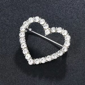 Broche zilver hart strass