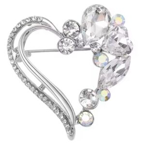 Broche zilver strass hart