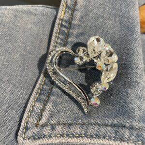 Broche zilver strass hart
