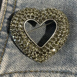 Broche zwart strass hart