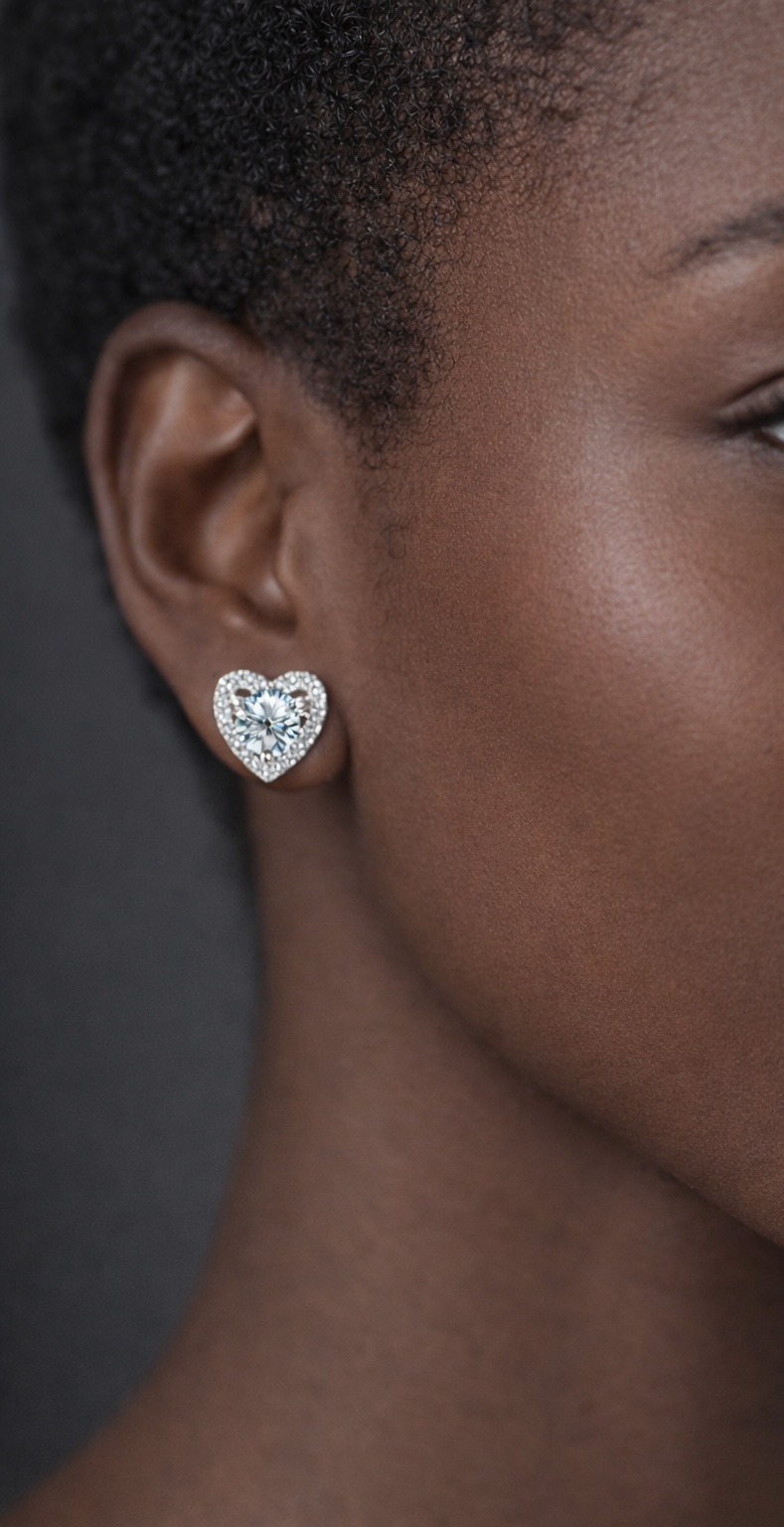 Oorbellen hart moissanite - Afbeelding 2