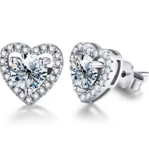 Oorbellen hart moissanite