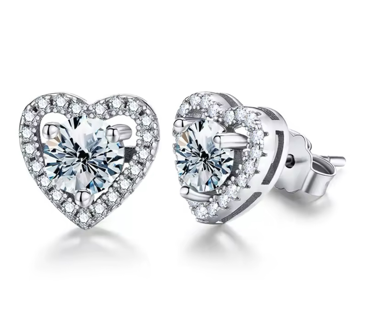 Oorbellen hart moissanite