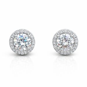 Oorbellen Moissanite rond 1crt
