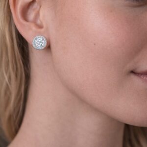 Oorbellen Moissanite rond 1crt