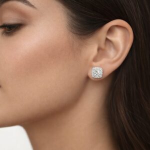 Oorbellen moissanite vierkant