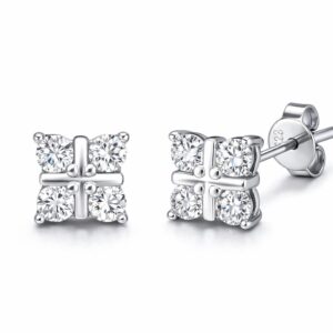 Oorknoppen moissanite vierkant